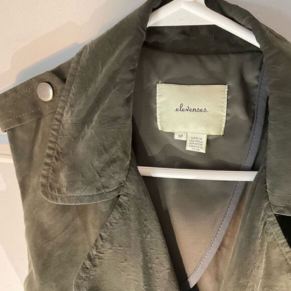 Elevenses Olive Wrap Trench Dress / Vest. SP. Anthropologie - Picture 5 of 13